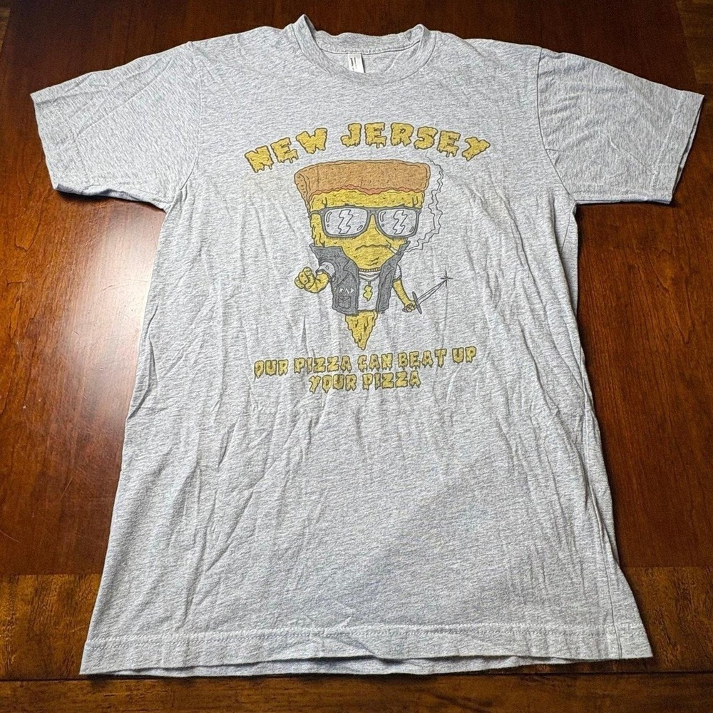 American Apparel New Jersey Pizza Graphic Tee Mens Medium Funny Food Shirt